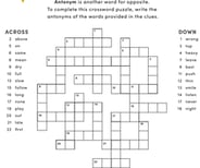 Antonym Crossword Puzzle
